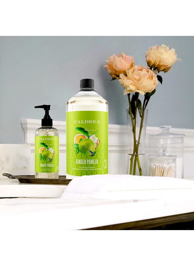 Caldrea Hand Soap Refill, Aloe Vera Gel, Olive Oil and Essential Oils to Cleanse and Condition, Ginger Pomelo Scent, 32 oz