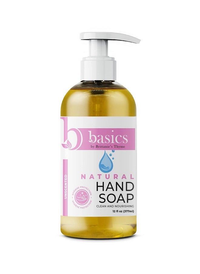 Brittanie's Thyme Basics Natural Olive Oil Hand Soap, Unscented - 12 fl oz, Pack of 3 - Cruelty Free, Vegan, No Synthetic Additives, No Sulfates, Paraben Free, Phthalate Free