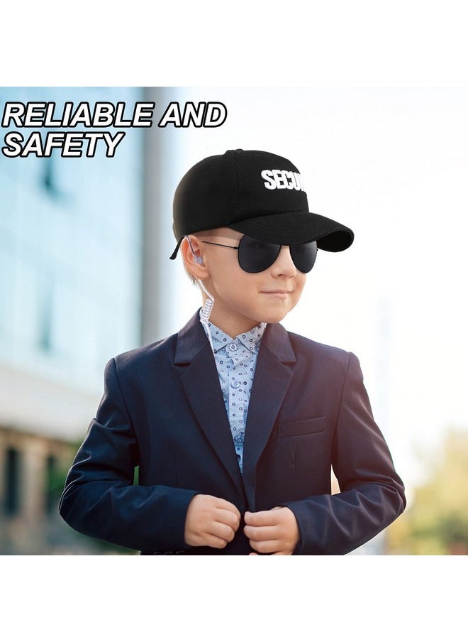 Harrycle 6 Pcs Playing Cosplay Toy Secret Service Dress up Includes Earplugs Acoustic Tube Headset Sunglasses and Black Security Hat for Teens Boys Playing Cosplay Costume Party Accessory Kit