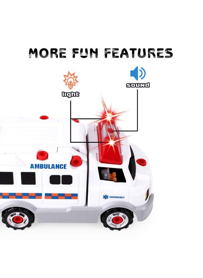 REMOKING Learning Take Apart Toy, Build Your Own Car Toy Ambulance Educational Playset with Tools and Power Drill, DIY Assembly Car Gifts for Kids with Realistic Sounds & Lights (3+ Ages)