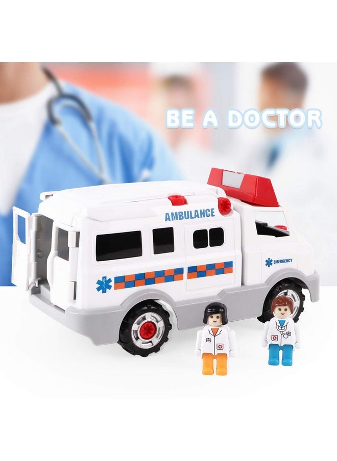 REMOKING Learning Take Apart Toy, Build Your Own Car Toy Ambulance Educational Playset with Tools and Power Drill, DIY Assembly Car Gifts for Kids with Realistic Sounds & Lights (3+ Ages)