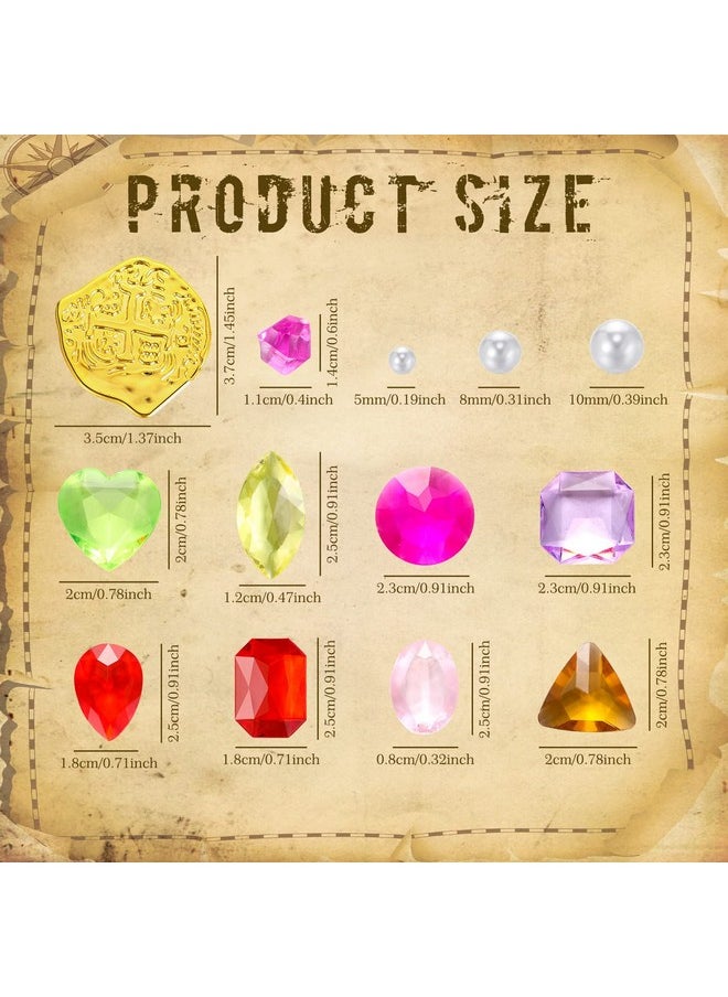 Hanaive 319 Pcs Pirate Treasure Pirate Gold Fake Coins Plastic Pirate Gems and Jewels Playset Pirate Party Decor Treasure for Pirates Themed Adventures Summer Pool Party Coins (Irregular)