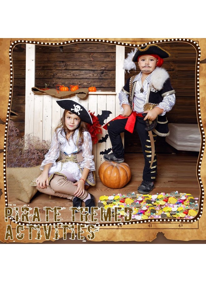 Hanaive 319 Pcs Pirate Treasure Pirate Gold Fake Coins Plastic Pirate Gems and Jewels Playset Pirate Party Decor Treasure for Pirates Themed Adventures Summer Pool Party Coins (Irregular)