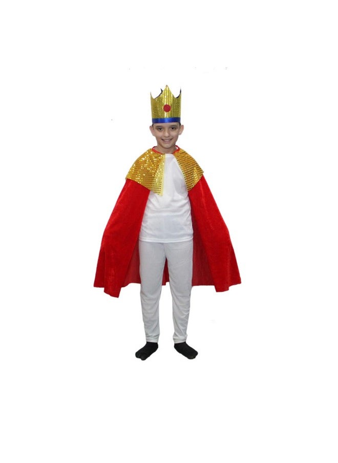 Kaku Fancy Dresses Metal King Robe/Cloak King Robe/California Costume -Red, 5-6 Years, For Boys