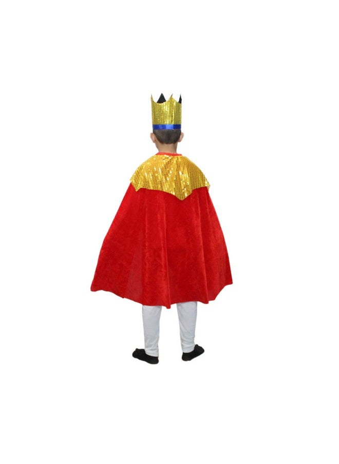 Kaku Fancy Dresses Metal King Robe/Cloak King Robe/California Costume -Red, 5-6 Years, For Boys