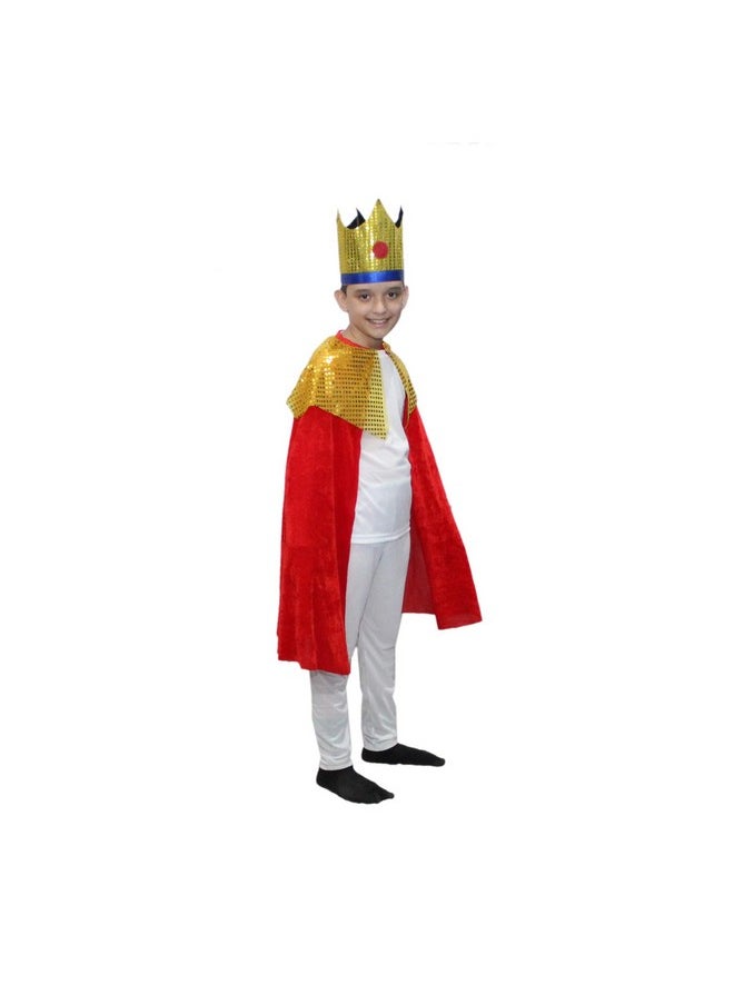 Kaku Fancy Dresses Metal King Robe/Cloak King Robe/California Costume -Red, 5-6 Years, For Boys