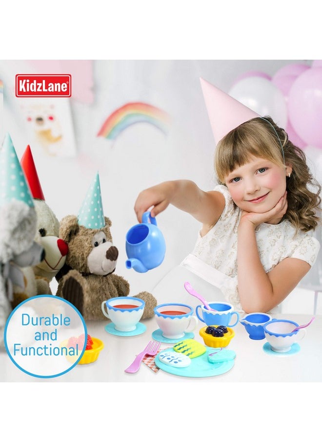 Kidzlane Play Tea Set for Little Girls - Kids Tea Party Set with Water Activated Color Changing Tea Cups and Cookies - 34 Piece Tea Party Set for Little Girls - Toy Tea Set - Dishwasher Safe Plastic