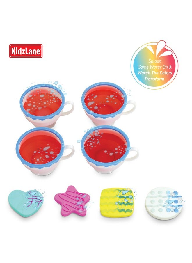 Kidzlane Play Tea Set for Little Girls - Kids Tea Party Set with Water Activated Color Changing Tea Cups and Cookies - 34 Piece Tea Party Set for Little Girls - Toy Tea Set - Dishwasher Safe Plastic