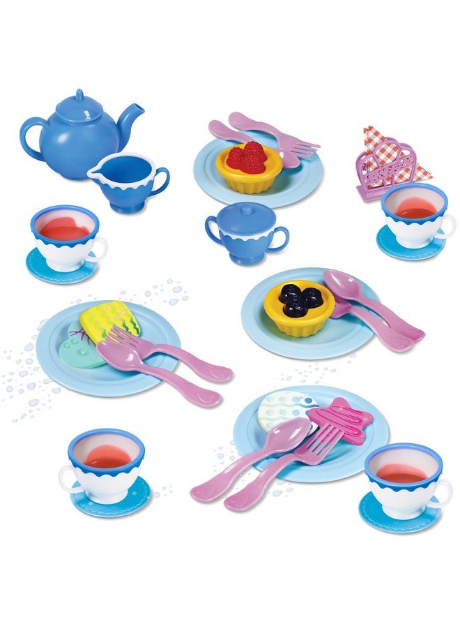Kidzlane Play Tea Set for Little Girls - Kids Tea Party Set with Water Activated Color Changing Tea Cups and Cookies - 34 Piece Tea Party Set for Little Girls - Toy Tea Set - Dishwasher Safe Plastic