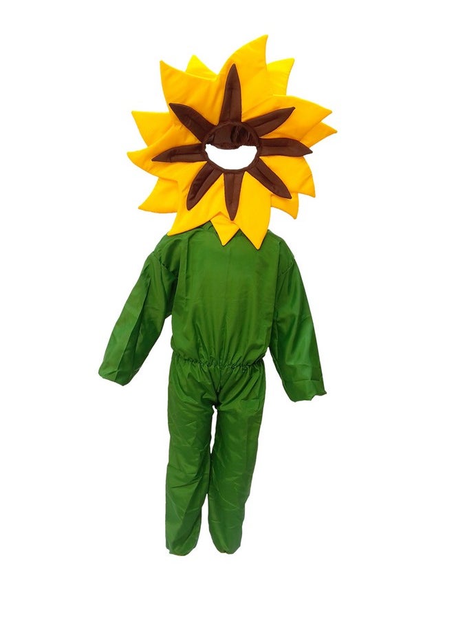 Kaku Fancy Dresses Polyester Nature Theme Double Shade Yellow Flower Costume -Yellow & Green, 5-6 Years, For Boys & Girls