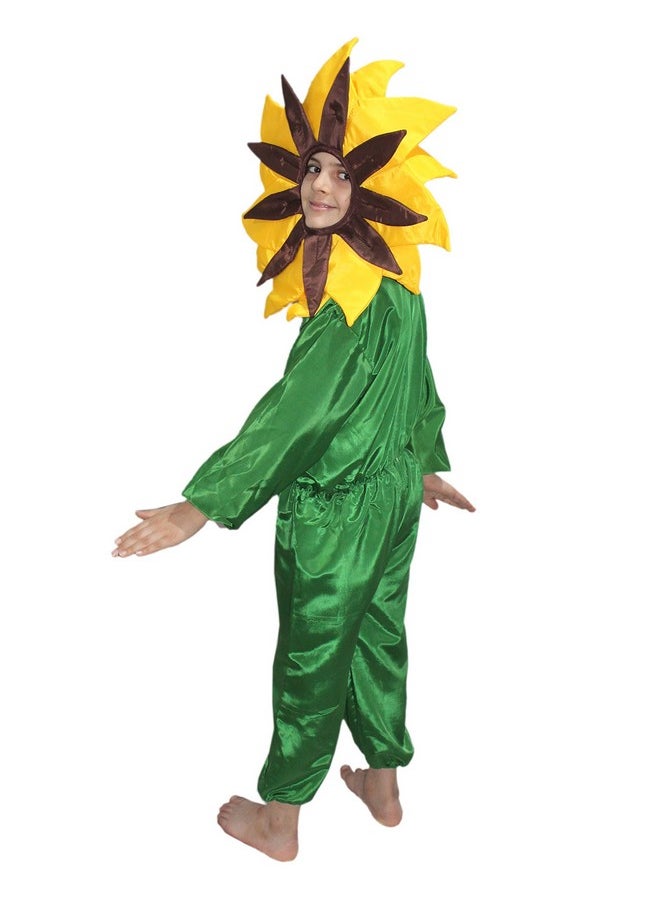 Kaku Fancy Dresses Polyester Nature Theme Double Shade Yellow Flower Costume -Yellow & Green, 5-6 Years, For Boys & Girls