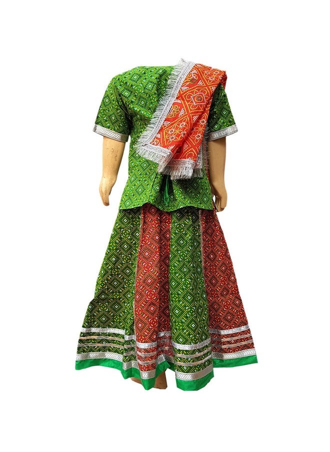 Kaku Fancy Dresses Indian State Rajasthani Folk Dance Farmer Costume for Kids/Lehenga Choli Dupatta Farmer Costume Set -Red, 14-17 Years, for Girls