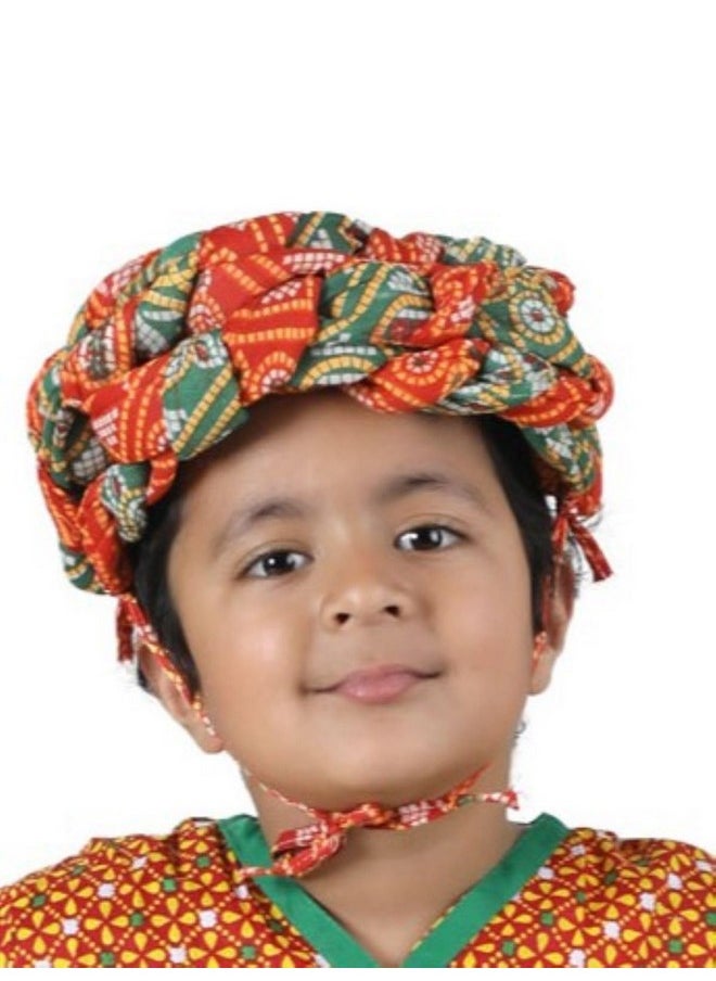 BookMyCostume Kids Rajasthani Pagdi Indian Traditional Turban For Boys And Men - Red & Green