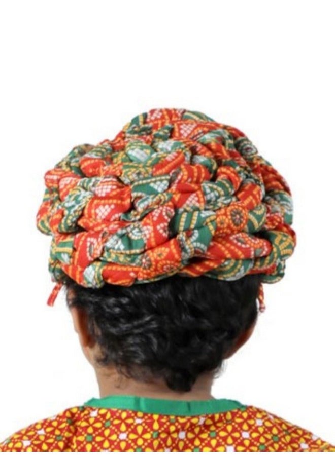 BookMyCostume Kids Rajasthani Pagdi Indian Traditional Turban For Boys And Men - Red & Green