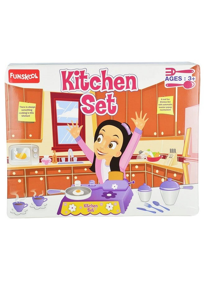 Giggles Funskool Kitchen Set, Colourful Pretend And Play Cooking Set, Language And Social Skills,Role Play, 3 Years & Above, Preschool Toys