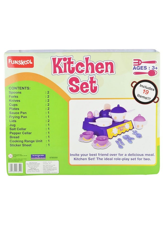 Giggles Funskool Kitchen Set, Colourful Pretend And Play Cooking Set, Language And Social Skills,Role Play, 3 Years & Above, Preschool Toys