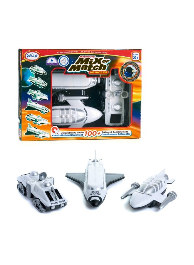 POPULAR PLAYTHINGS Magnetic Mix or Match Vehicles, Space, White, Standard