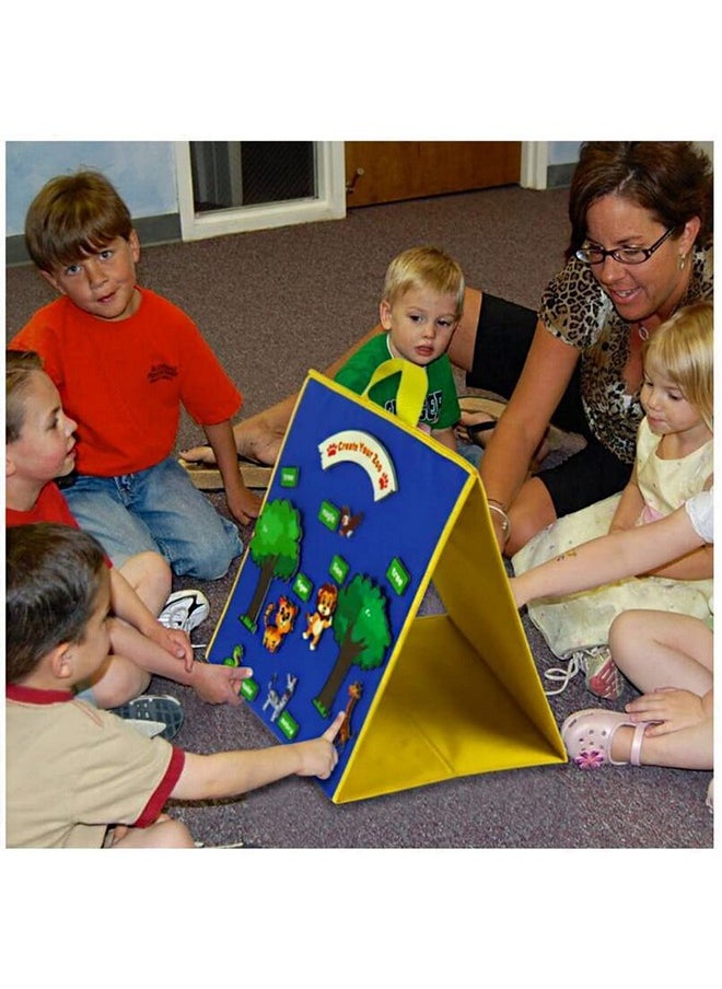 Topwon Felt Board for Kids, Folding Flannel Playboard Preschool Toddler Stories Boards, Animal Story Learning Double-Side Stand Flannel Board (Including Animal Felt)