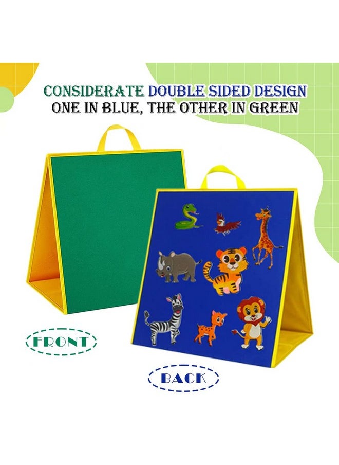 Topwon Felt Board for Kids, Folding Flannel Playboard Preschool Toddler Stories Boards, Animal Story Learning Double-Side Stand Flannel Board (Including Animal Felt)