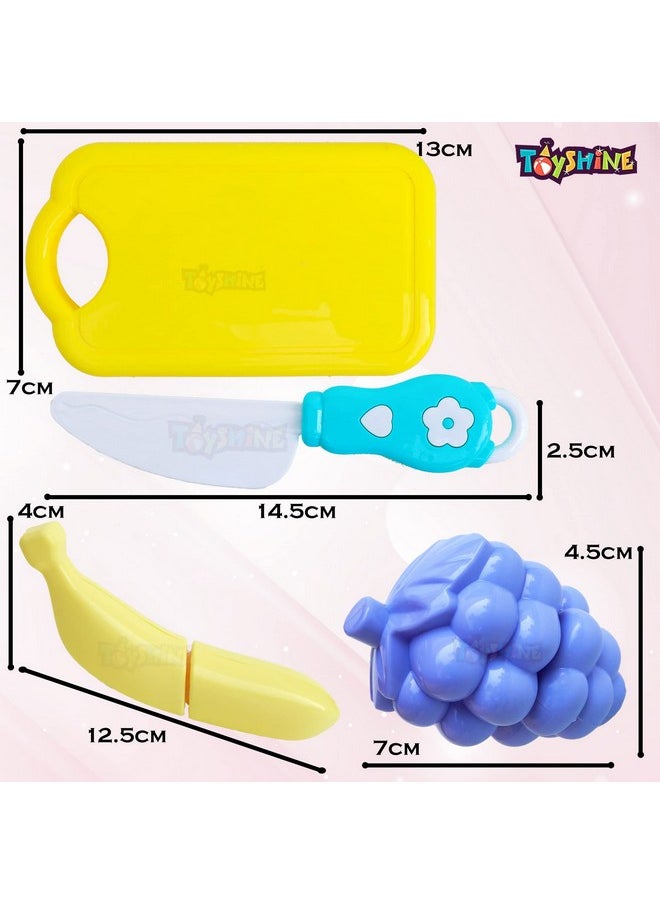 Toyshine Realistic Sliceable 5 Pcs Fruits Cutting Play Toy Set, Can Be Cut in 2 Parts, Pastel Color