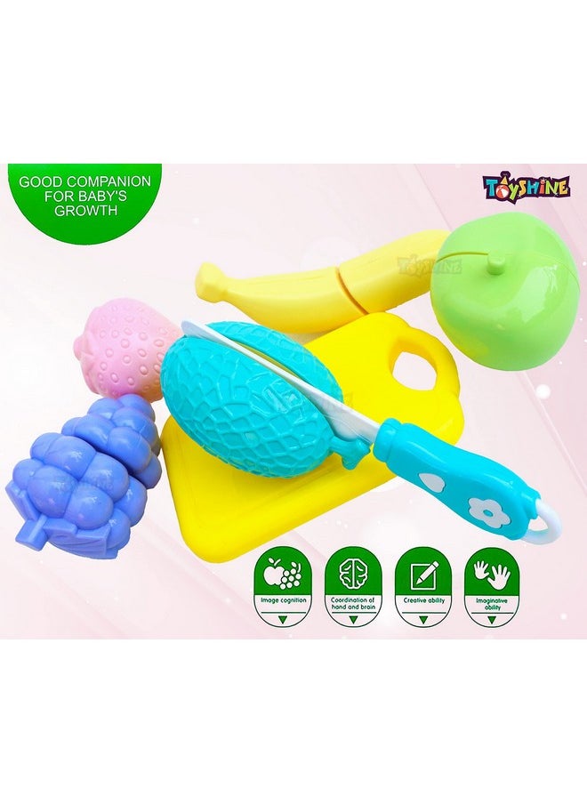 Toyshine Realistic Sliceable 5 Pcs Fruits Cutting Play Toy Set, Can Be Cut in 2 Parts, Pastel Color