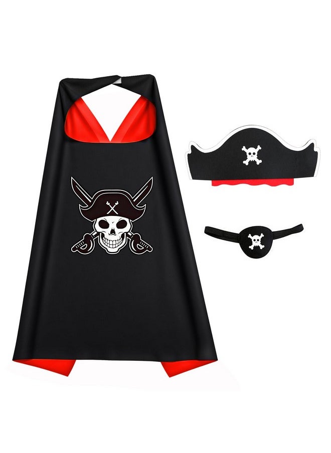 RioRand Cartoon Pirate Dress Up Satin Capes Cosplay Birthday Party Kids Costume 1pcs 04