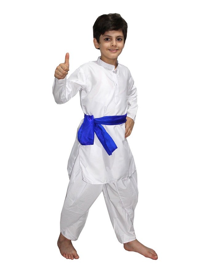 Kaku Fancy Dresses Indian State Haryanvi Dance Costume for Kids White Kurta Costume for Boy - White, 7-8 Years