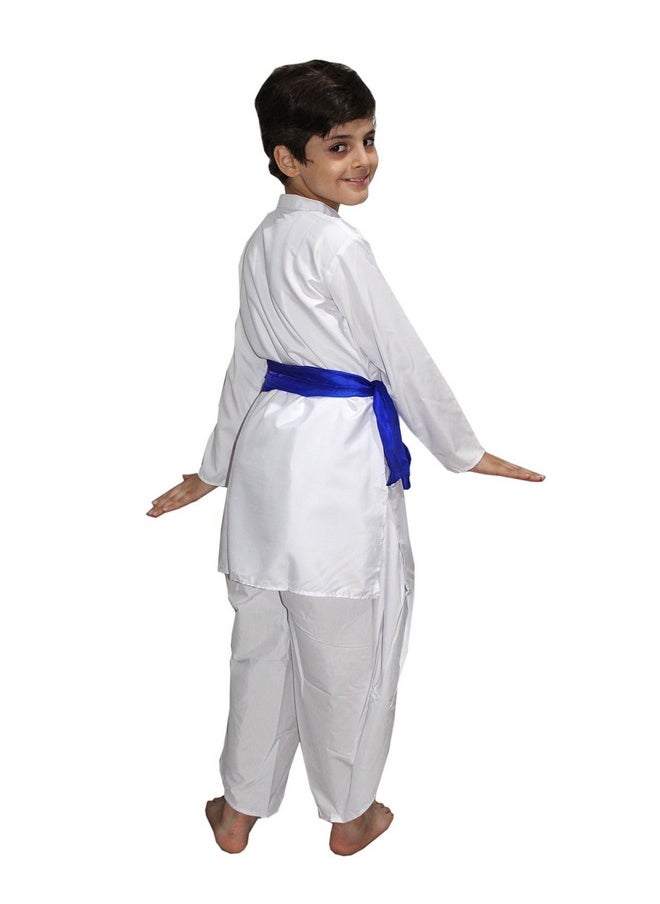 Kaku Fancy Dresses Indian State Haryanvi Dance Costume for Kids White Kurta Costume for Boy - White, 7-8 Years