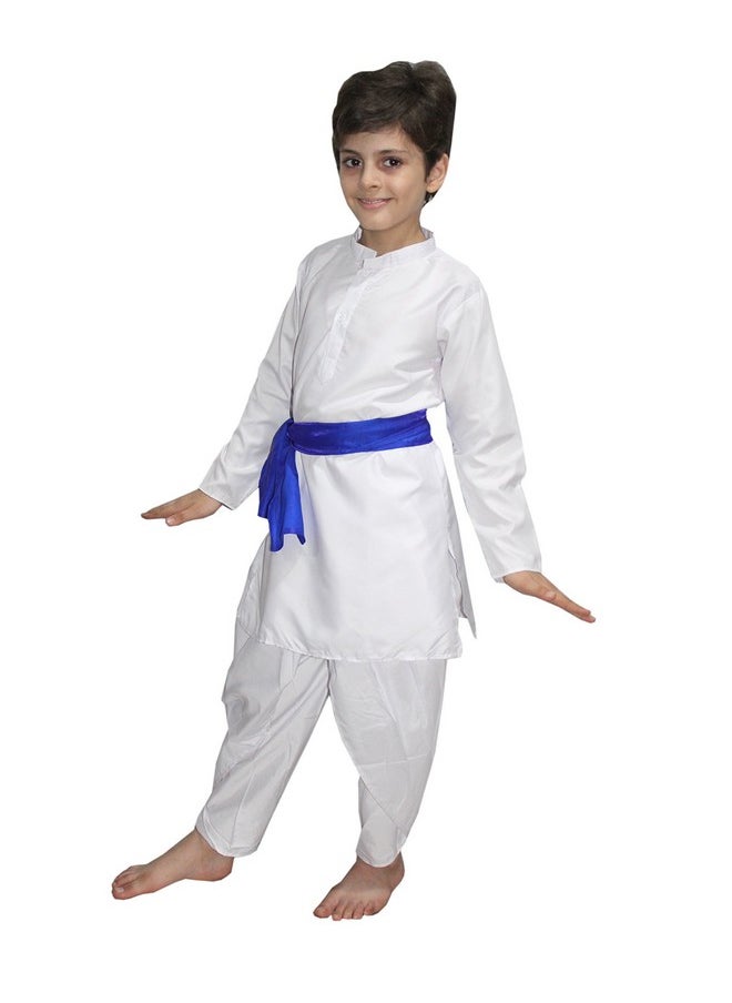 Kaku Fancy Dresses Indian State Haryanvi Dance Costume for Kids White Kurta Costume for Boy - White, 7-8 Years