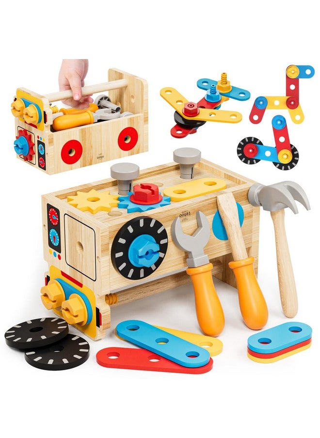 Montessori Kids Tool Set, Wooden Toddler Tool Bench Educational Toys for Ages 2-4, 2 Year Old Boy Gift for Birthday Christmas, STEM Pretend Play Tool Box, Learning Developmental Construction Toys