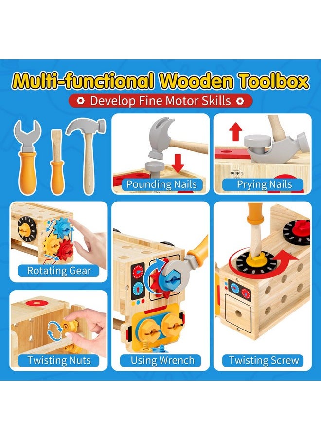 Montessori Kids Tool Set, Wooden Toddler Tool Bench Educational Toys for Ages 2-4, 2 Year Old Boy Gift for Birthday Christmas, STEM Pretend Play Tool Box, Learning Developmental Construction Toys