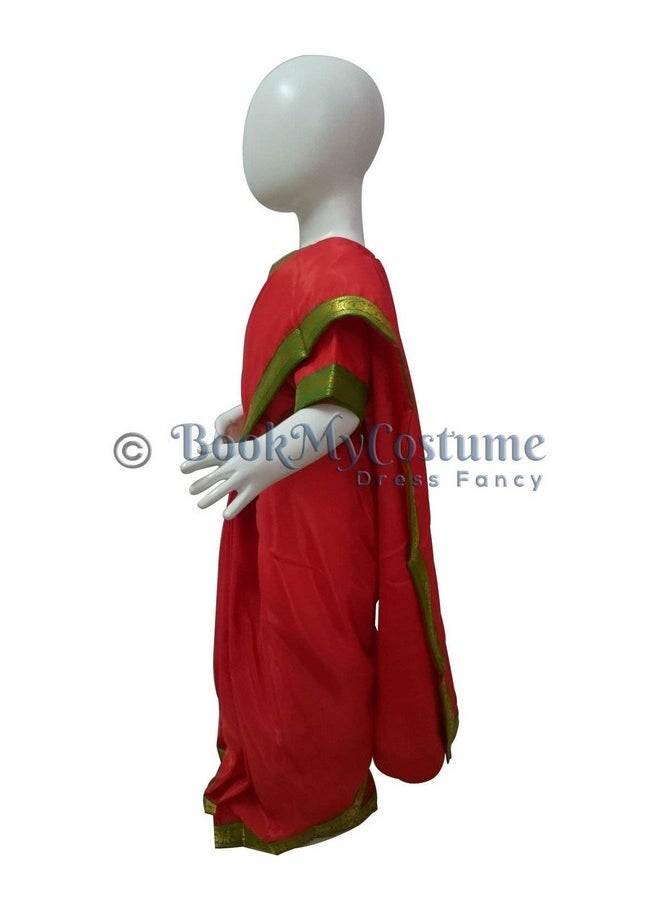 BookMyCostume Teacher Red Saari Profession Kids & Adults Fancy Dress Costume 10-12 years