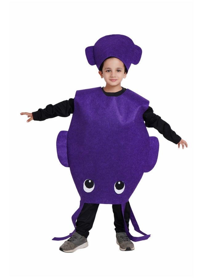 Kaku Fancy Dresses Polyester Squid Cutout for kids, Water Animal Costume For Boys & Girls (Freesize/Only Cutout with Cap), Purple