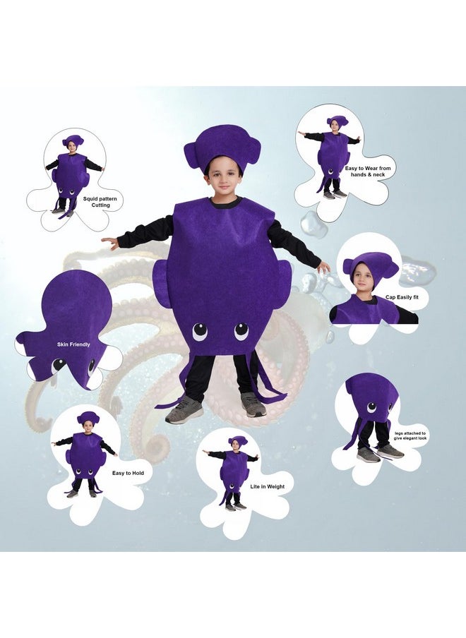 Kaku Fancy Dresses Polyester Squid Cutout for kids, Water Animal Costume For Boys & Girls (Freesize/Only Cutout with Cap), Purple