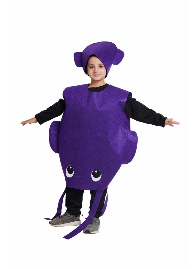 Kaku Fancy Dresses Polyester Squid Cutout for kids, Water Animal Costume For Boys & Girls (Freesize/Only Cutout with Cap), Purple