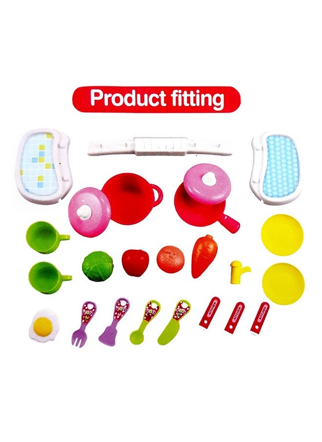 Toyshine Plastic DIY Luxury Kitchen Set with Briefcase and Accessories for Kids (Pink)