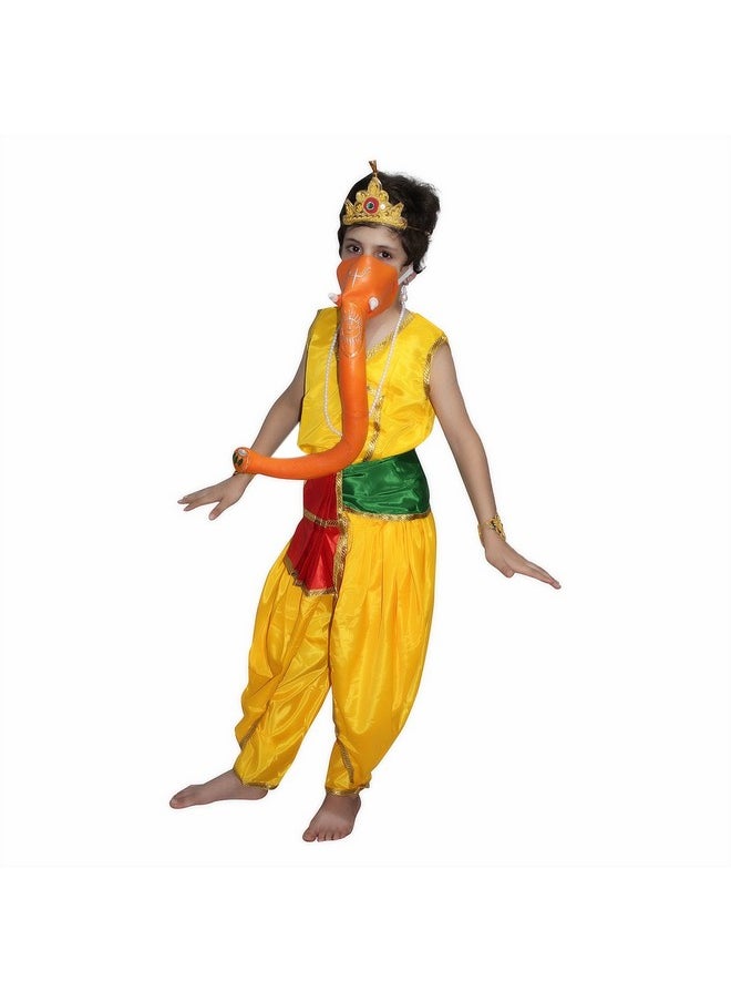 Kaku Fancy Dresses Lord Ganesha Costume Of Ramleela/Dussehra/Mythological Character -Red, 3-8 Years, For Boys & Girls
