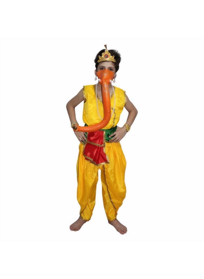 Kaku Fancy Dresses Lord Ganesha Costume Of Ramleela/Dussehra/Mythological Character -Red, 3-8 Years, For Boys & Girls