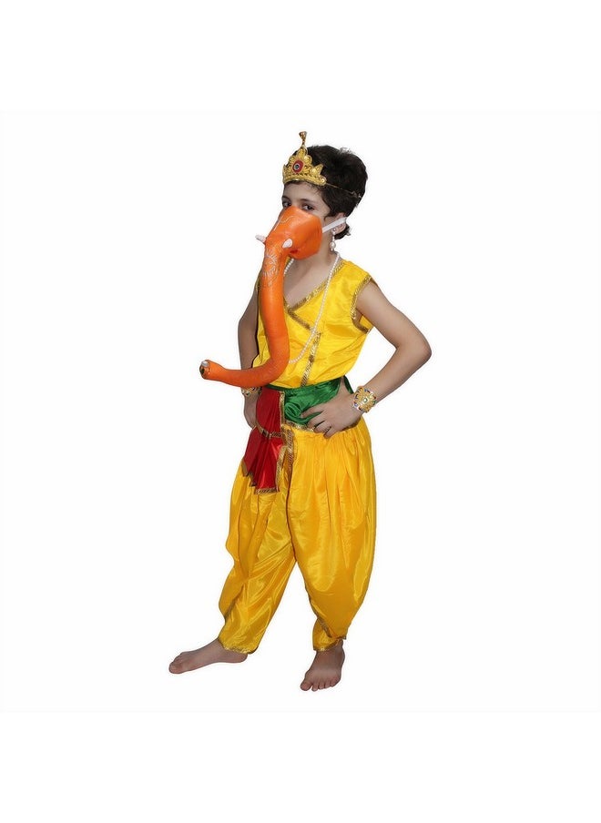 Kaku Fancy Dresses Lord Ganesha Costume Of Ramleela/Dussehra/Mythological Character -Red, 3-8 Years, For Boys & Girls