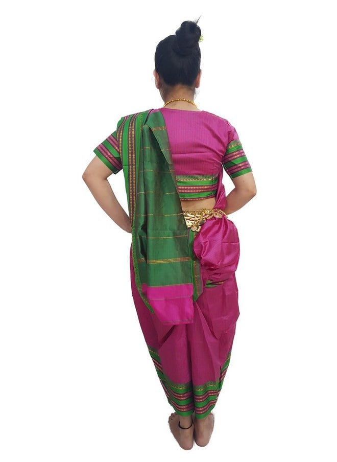 BookMyCostume Marathi Girl Lavani Dance Nauvari Costume with Jewellery Kaashta Saree Kids & Adults Fancy Dress Costume 6-7 years