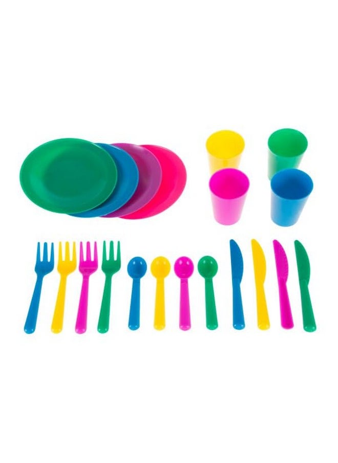 Hey! Play! Kids Play Dish Set, 27 Piece Tableware Dish Set with Dish Drainer - for Kitchen Playset and Pretend Food, Toys for Boys and Girls