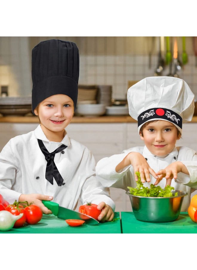 Keymall Kids Hibachi Chef Hat Teppanyaki Tall Chef Cap With Hachimaki Headband Tie Apron for Hibachi Birthday Party Costume(black)