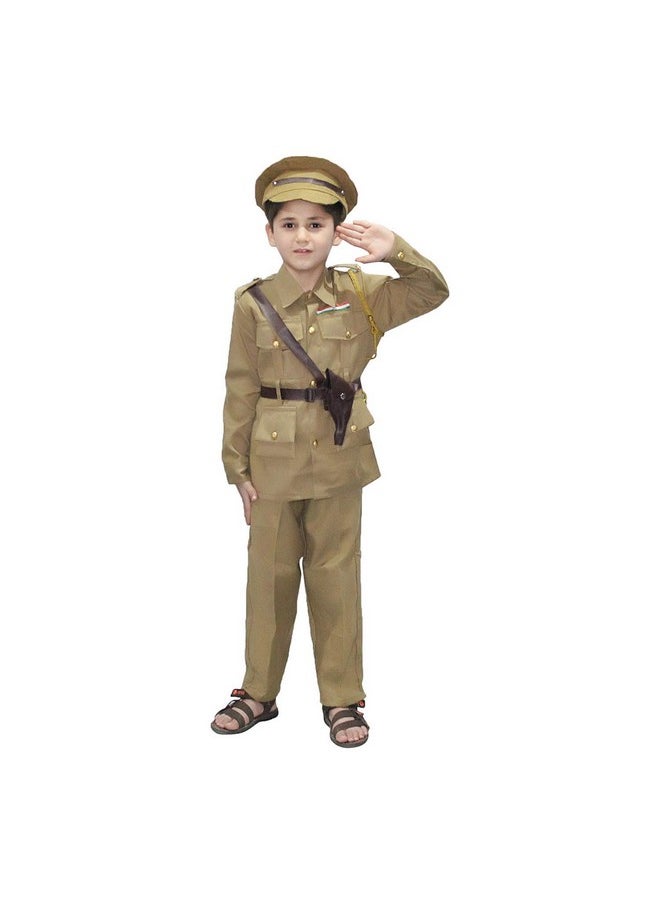 Kaku Fancy Dresses Our Helper/National Hero Policeman Costume -Khaki, 10-12 Years, For Boys & Girls(Cotton Plush)