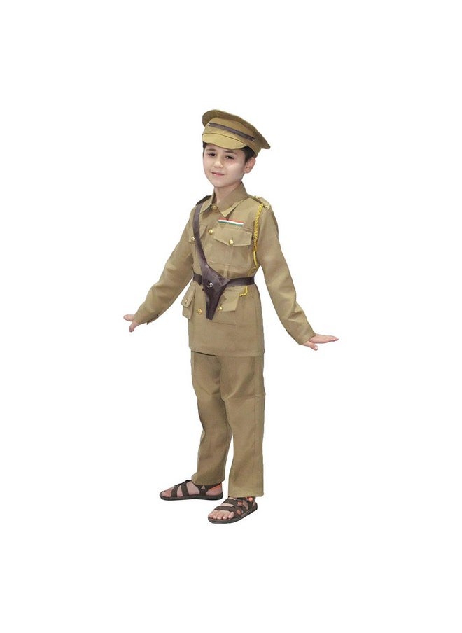 Kaku Fancy Dresses Our Helper/National Hero Policeman Costume -Khaki, 10-12 Years, For Boys & Girls(Cotton Plush)
