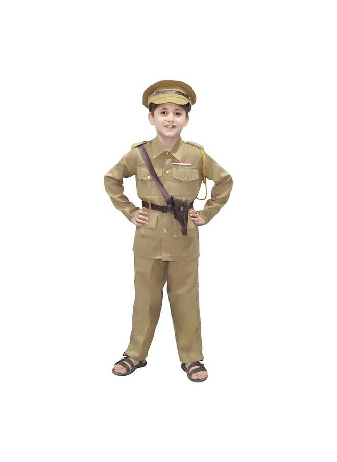 Kaku Fancy Dresses Our Helper/National Hero Policeman Costume -Khaki, 10-12 Years, For Boys & Girls(Cotton Plush)