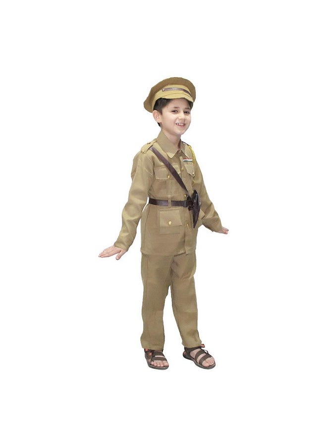 Kaku Fancy Dresses Our Helper/National Hero Policeman Costume -Khaki, 10-12 Years, For Boys & Girls(Cotton Plush)