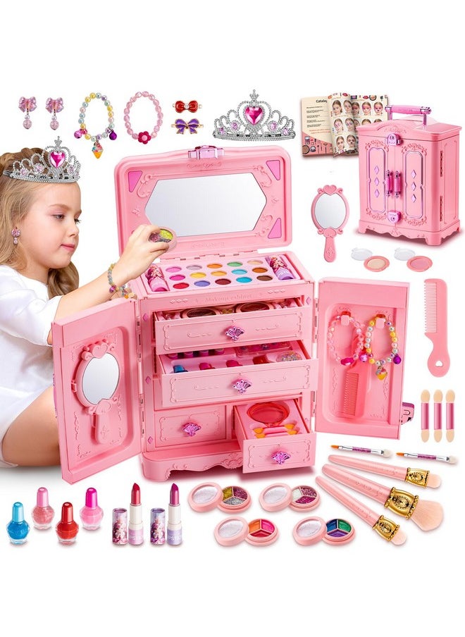 66Pcs Kids Makeup Kit for Girl - Washable Play Makeup Toys Set for Dress Up - Pretend Beauty Make Up Vanity Set Toys for Age 3 4 5 6 7 8 9 10 11 12 Year Old Girls Toddler Kid Christmas Birthday Gifts