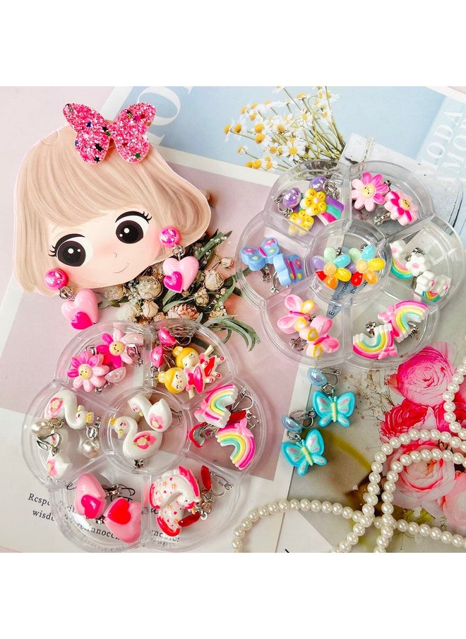 Elesa Miracle 16 Pairs Kids Little Girl Baby Girl Shiny Clip-on Earrings Value Set Pretend Play Dress Up Accessories Toy Jewelry