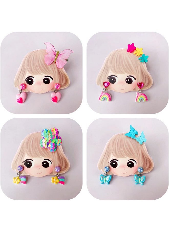 Elesa Miracle 16 Pairs Kids Little Girl Baby Girl Shiny Clip-on Earrings Value Set Pretend Play Dress Up Accessories Toy Jewelry