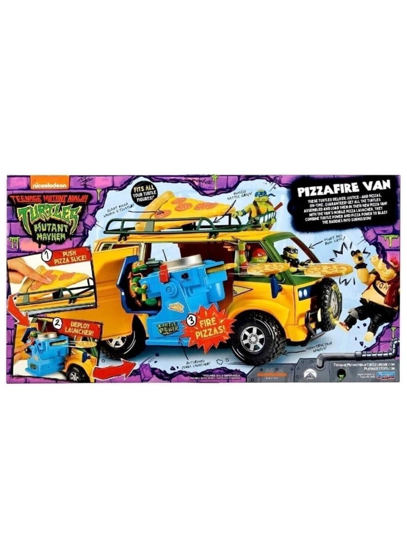 Teenage Mutant Ninja Turtles Pizza Fire Delivery Van – TMNT Mutant Mayhem Vehicle with Pizza Launcher, Room for 4 Figures, Ages 4–12